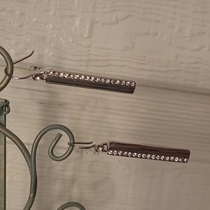 Kenneth Cole New York FAB Silver Bar Rhinestone Earrings, New